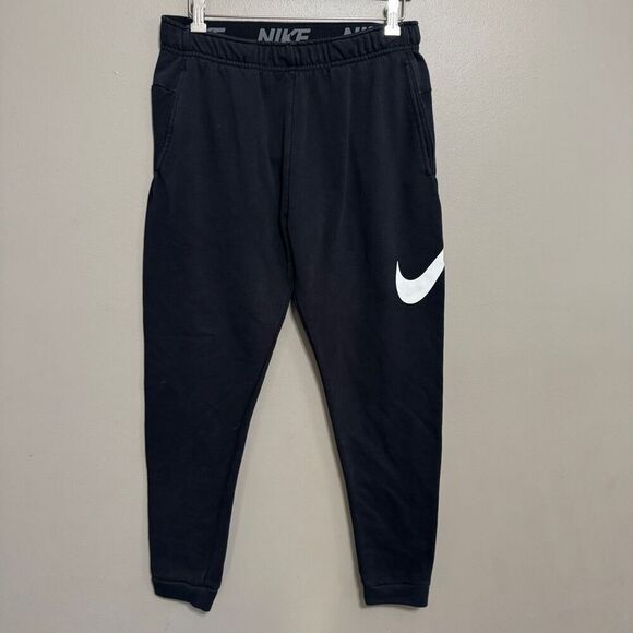Nike Drifit black jogger style logoed sweatpants men’s medium - Picture 1 of 6